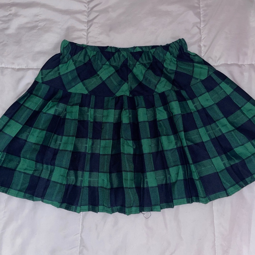 Green plaid skirt